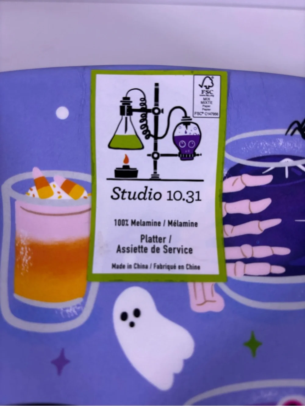 NWT Studio 10.31 Halloween Platter & 6 Appetizer Plates Spooky Cocktail Set